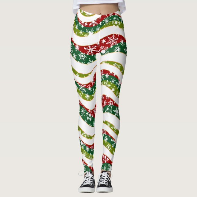 Legging Ondas de Natal e flocos de neve (Frente)