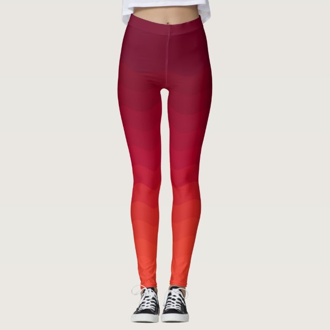 Legging Ondas de Ombre Vermelho e Borgonha (Frente)