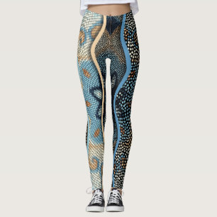 Legging Ondas de ornamentado: Textura de Azulejo Mosaico.
