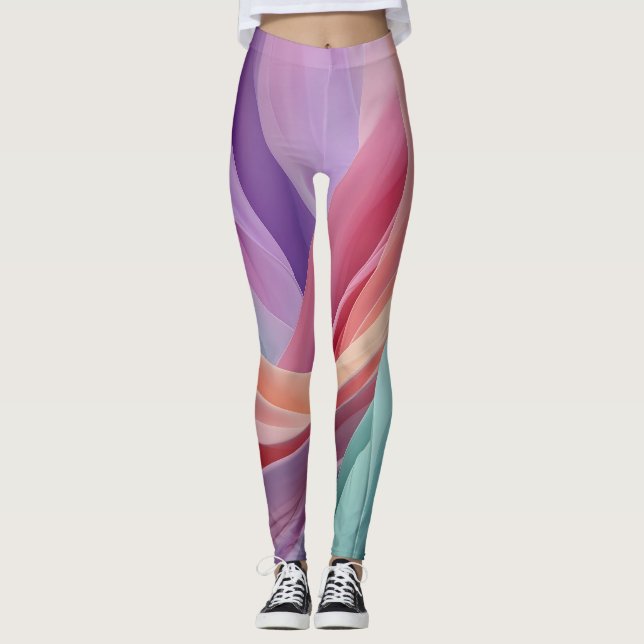 Legging Ondas de Tecido Pastel Abstrato  (Frente)