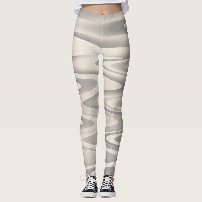 Legging Ondas de textura de tons brancos (Frente)