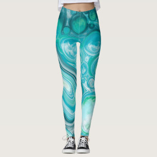 Legging Ondas e bolhas do mar azul, turquesa