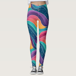 Legging Ondas Fluidas Abstratas Modernas Padrão Sem Costur