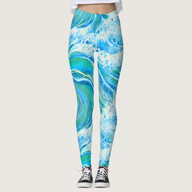 Legging Ondas marítimas azuis (Frente)