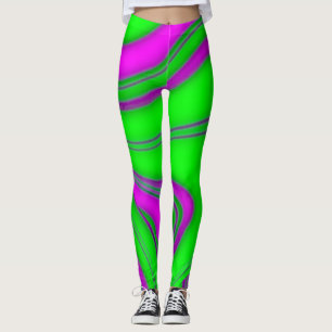 Legging ondas neon verde-rosa