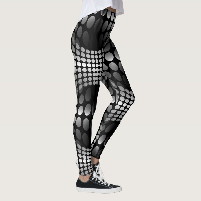 Legging Ondas Pontilhadas - Papel de parede preto e branco (Direita)
