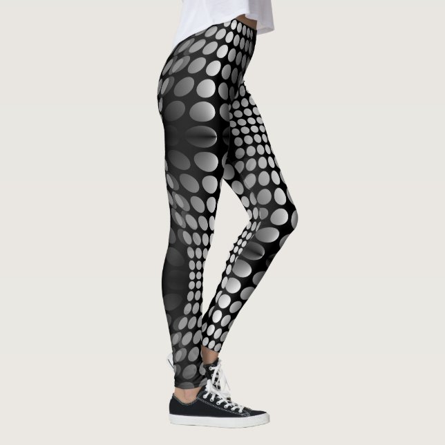 Legging Ondas Pontilhadas - Papel de parede preto e branco (Direita)