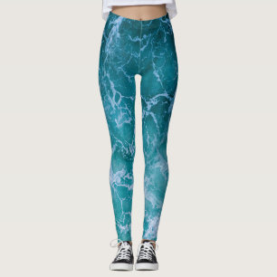 Legging Ondas profundas do oceano azul
