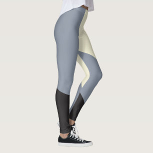 Legging Ondas Simples - Preto, Cinza e Creme