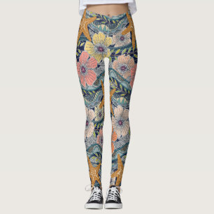 Legging ondas tropicais azul marinho