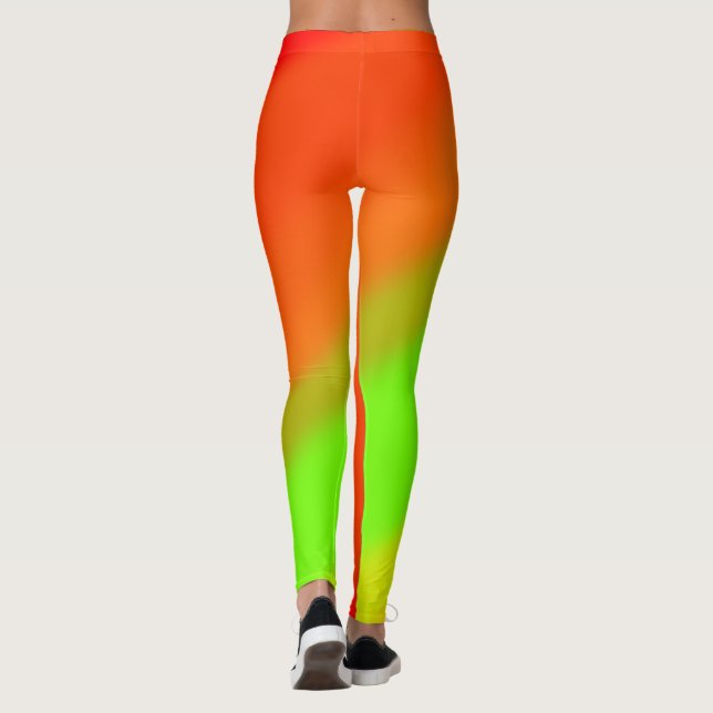Legging Ondas Verdes Laranja e Vermelhas (Verso)
