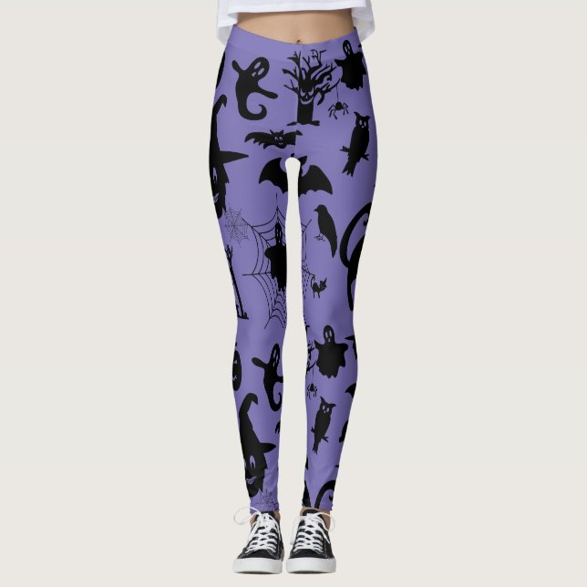 Legging Onde Spooky Encontra Sofisticação, Tema de Hallowe (Frente)