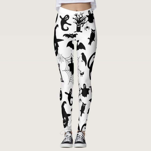 Legging Onde Spooky Encontra Sofisticação, Tema de Hallowe (Frente)