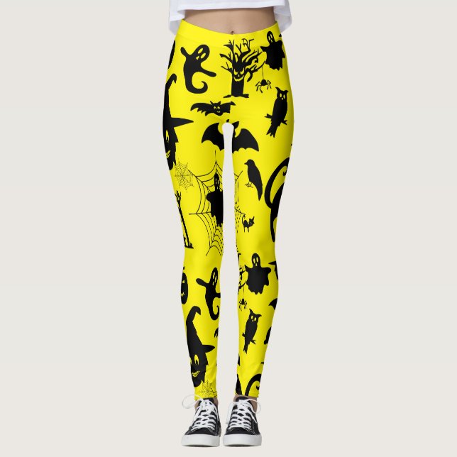 Legging Onde Spooky Encontra Sofisticação, Tema de Hallowe (Frente)