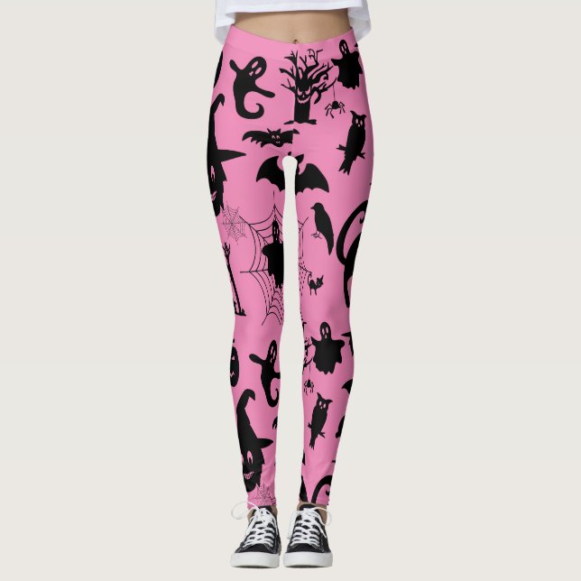 Legging Onde Spooky Encontra Sofisticação, Tema de Hallowe (Frente)