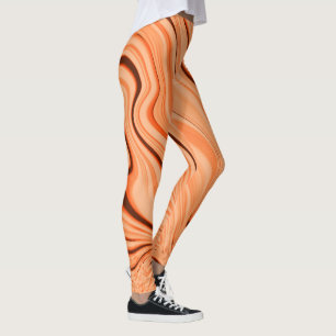 Legging ondulações em tons de laranja, cilindro castanho c