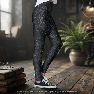 Legging Onyx Temperamental Vitoriano Filigrana Dark Academ