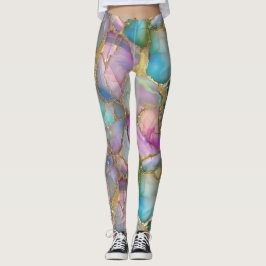 Legging Opal colorido e líquido Dourado