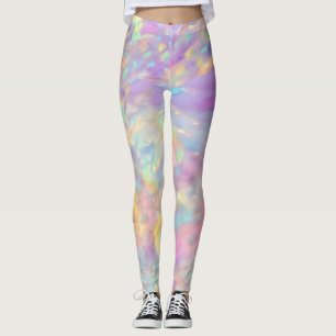 Legging Opala holográfica falsa colorida da moda