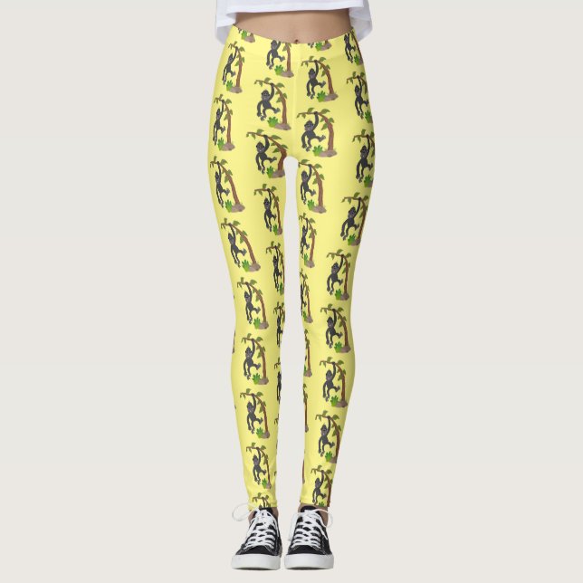 Legging Óptica de desenho animado de gorila de bebê feliz (Frente)