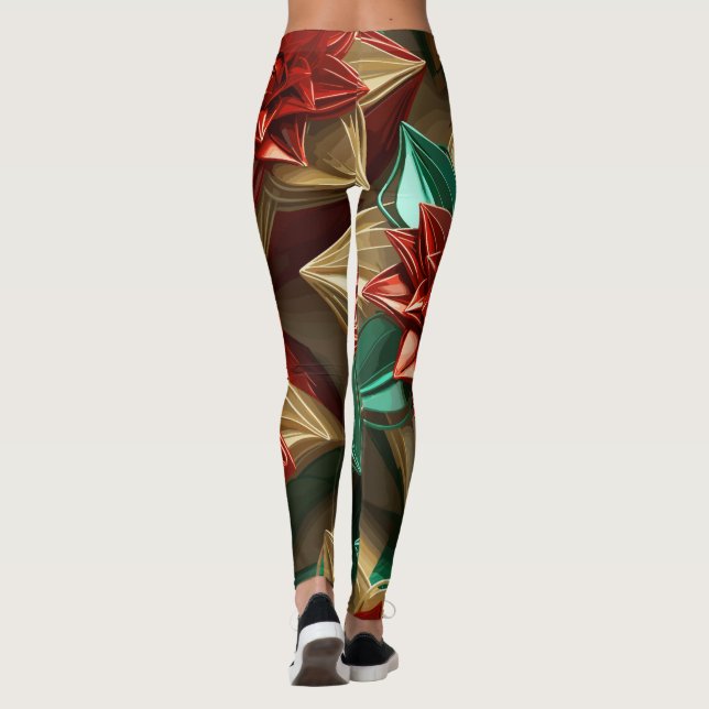 Legging Opulência de Yuletide: Segmentos de Ouro do Natal (Verso)
