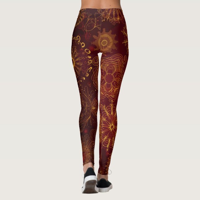 Legging Opulência de Yuletide: Segmentos de Ouro do Natal (Verso)