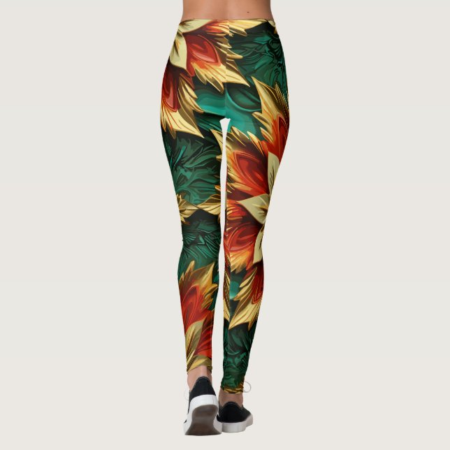 Legging Opulência de Yuletide: Segmentos de Ouro do Natal (Verso)