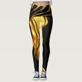 Legging Opulent Swirl Liquid Gold Black Monochrome