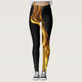 Legging Opulent Swirl: Liquid Gold Black Monochrome Art