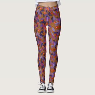 Legging Orange Berries Roxo Deixa Padrão Floral Simples