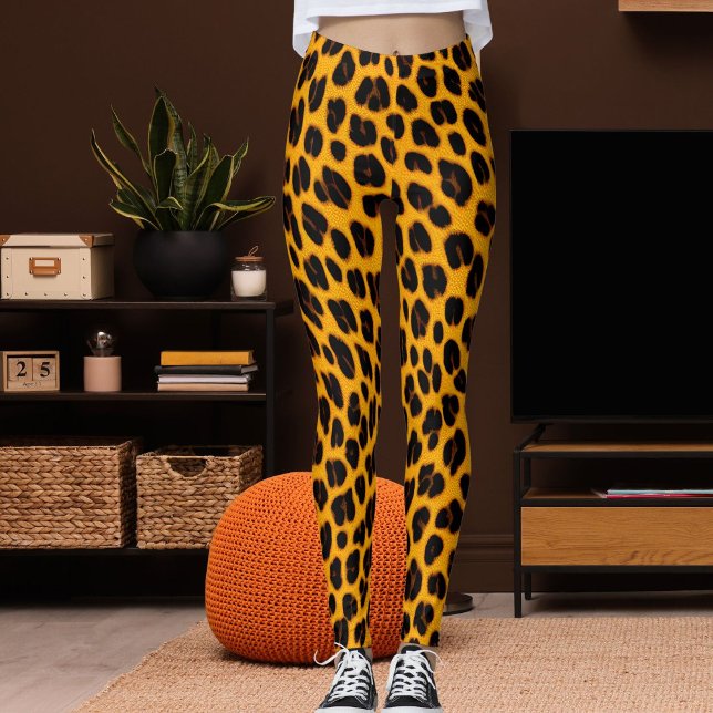 Legging Orange Black Leopard Skin Safari Fun Pattern Print (Criador carregado)