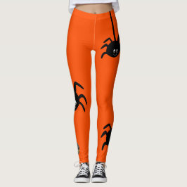 LEGGING ORANGE BLACK SPIDER HALLOWEBUSINESS LOGO PERSONALI