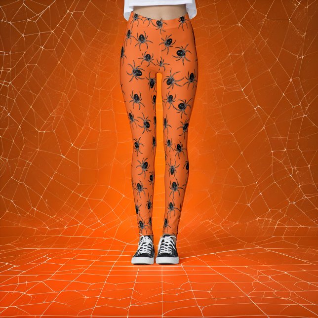 Legging Orange Black Spider Halloween (Criador carregado)