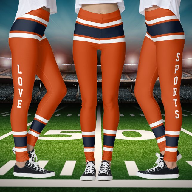 Legging Orange Blue White Team Jersey Cores Love Sports (Orange Blue White Team Jersey Colors Love Sports Leggings)