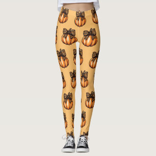 Legging Orange Coquette Autumn Leopart Pumpkin