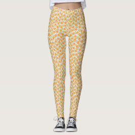 Legging Orange Floral 70s Retro