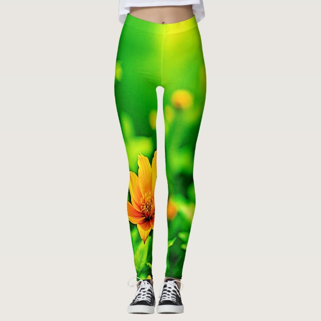 Legging Orange Flower Bokeh Sunny (Frente)