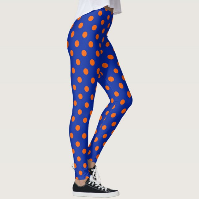 Legging Orange On Blue Polka Dots Pattern Design  (Criador carregado)