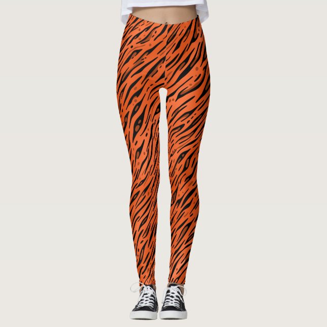 Legging Orange Tiger Streifen Druck (Frente)