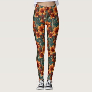 Legging Orange Weightlifting Amaryllis Themed Bridal 