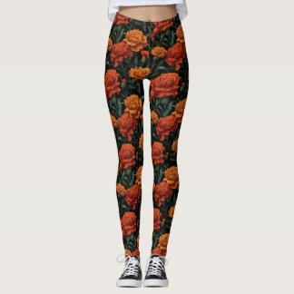Legging Orange Workout Wear Carnation Accent Gifts For 