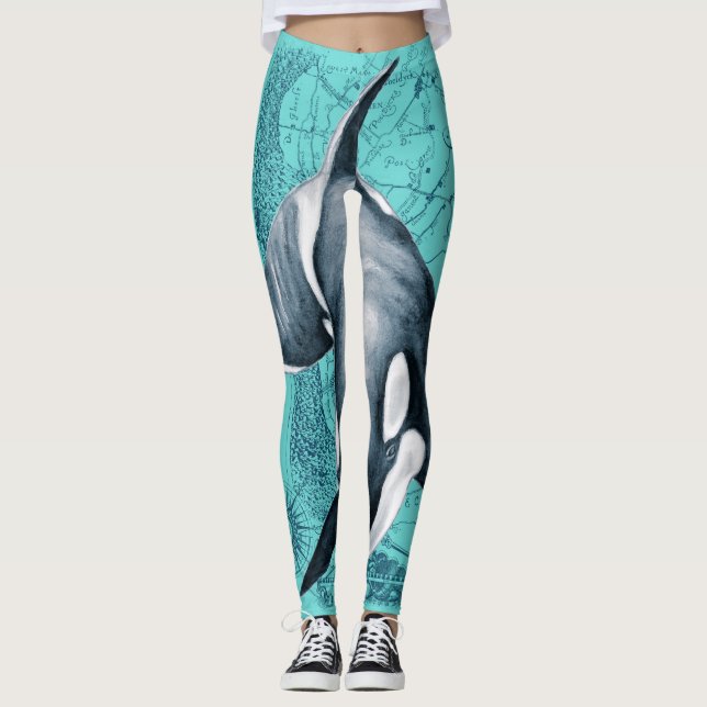 Legging Orca Map Teal (Frente)