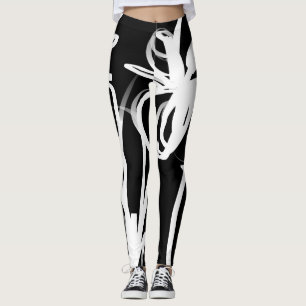 Legging Orchid Noir: Abstrato preto e branco