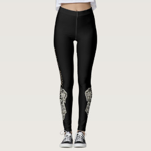 Legging Orelhas Caneleira-Naturais do crânio do açúcar
