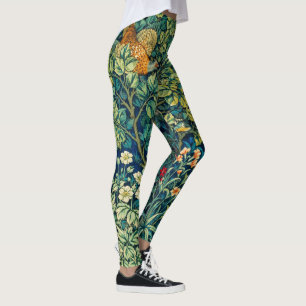 Legging Orelhas, Pássaros Faisão, Floral Verde