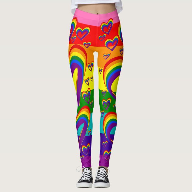 Legging Orgulho gay bonito do teste padrão engraçado LGBTQ (Frente)