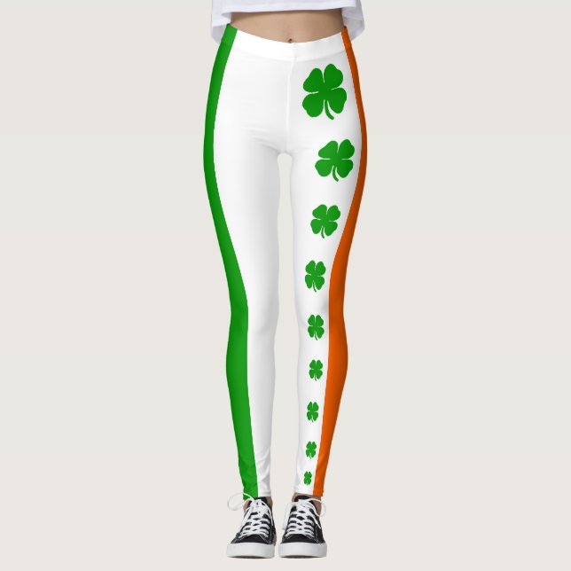 Legging [Orgulho Irlandês] Bandeira do Shamrock (Frente)