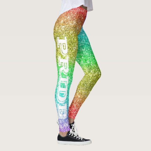 Legging Orgulho LGBT Faux Glitter Arco-Íris (Direita)