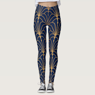 Legging Oriental Elegance: Padrão do ventilador do Ouro