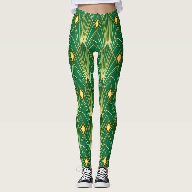 Legging Oriental Elegance: Wallpaper Art Deco (Frente)
